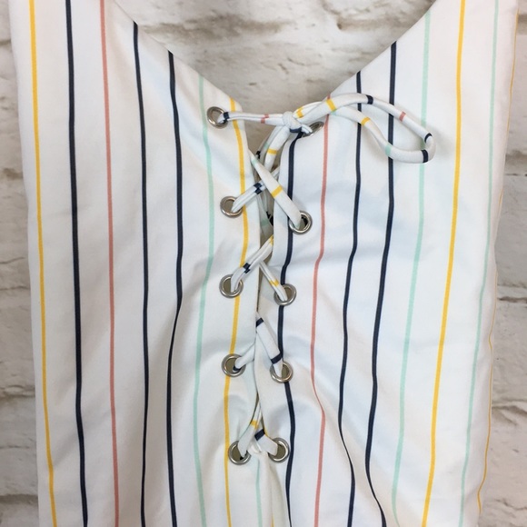 Tavik Reversible White Stripe One Piece Swimsuit L - Picture 4 of 8